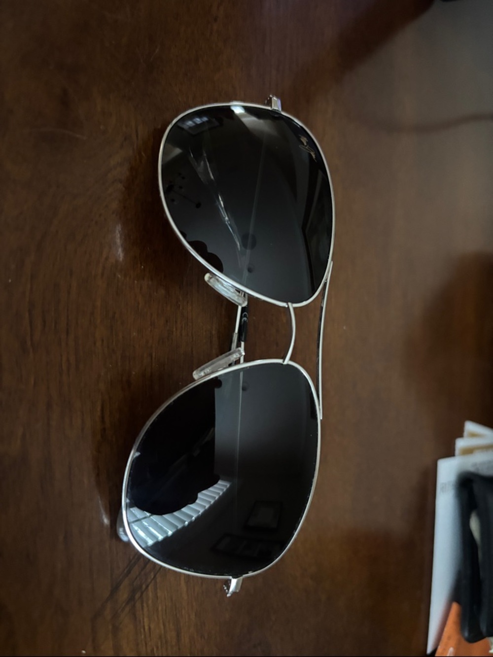 Maui Jim Silver Frame Black Lens Aviator Sunglasses
